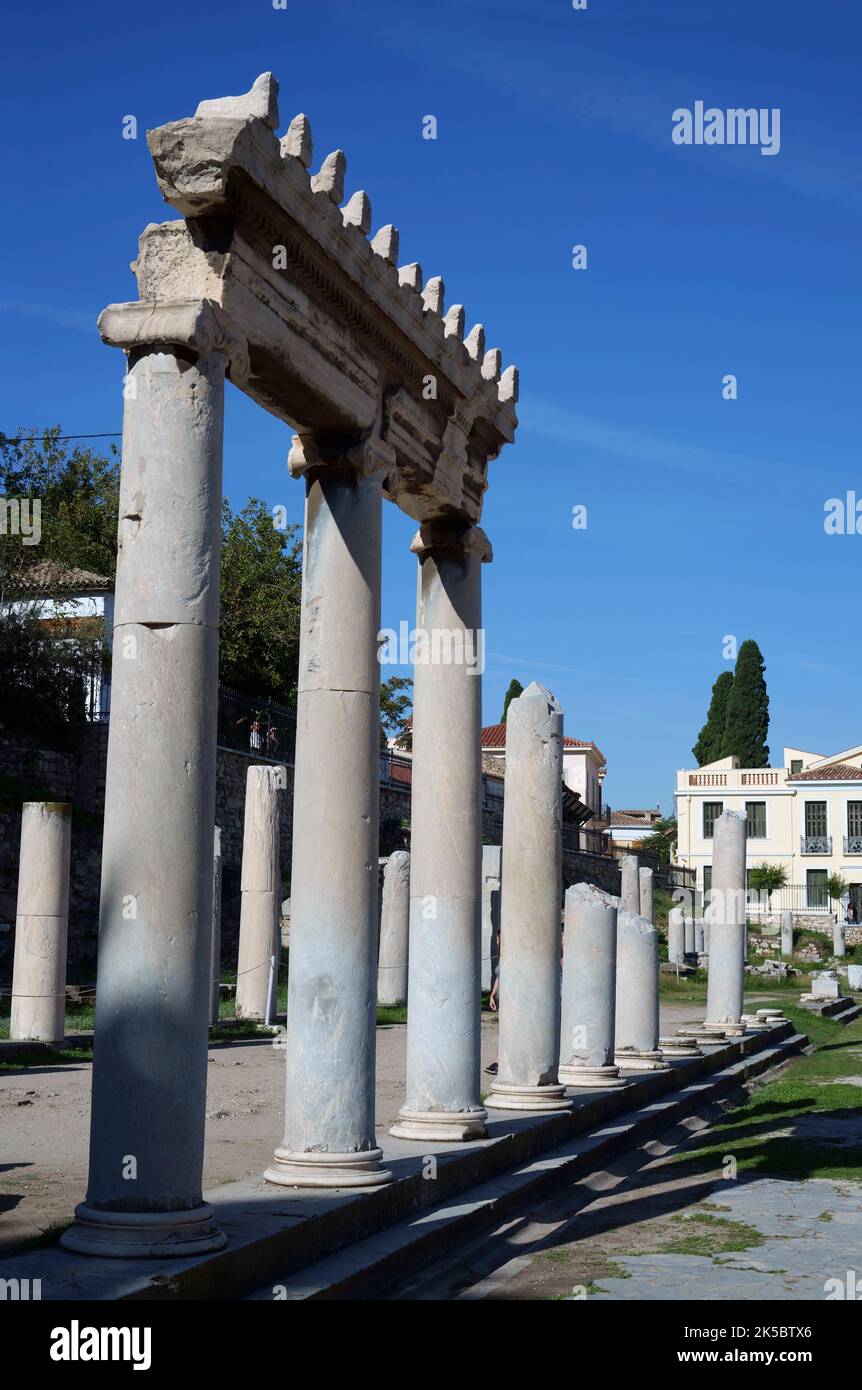 Sito archeologico del mercato romano ad Atene, Grecia Foto Stock