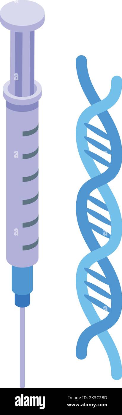 Vettore isometrico dell'icona di iniezione del collagene. Molecola della pelle. Età cellulare Illustrazione Vettoriale
