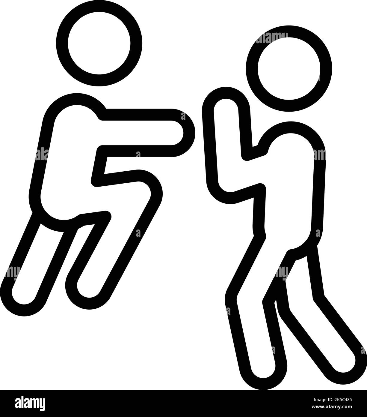 Salta icona difesa vettore contorno. Difesa persone. Karate Illustrazione Vettoriale