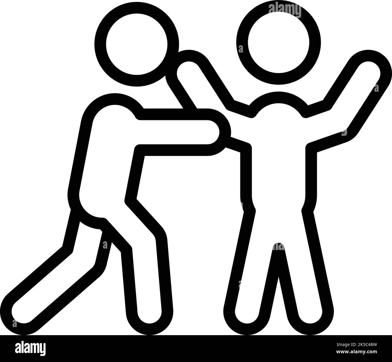 Vettore contorno icona attacco FIST. Lotta di difesa. Uomo di sé Illustrazione Vettoriale