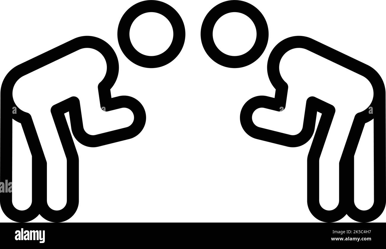 Vettore contorno icona abuso combattente. Attacco marziale. Persone karate Illustrazione Vettoriale