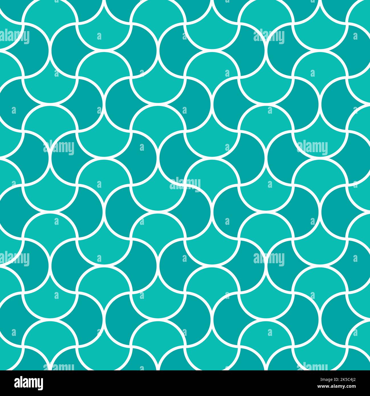Quatrefoil lattice Arabesque Antico Turchese Aquamarine Wave Pattern Illustrazione Vettoriale