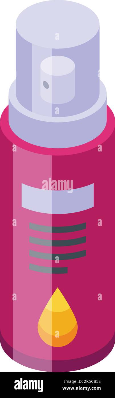 Vettore isometrico dell'icona dello spruzzo di collagene. Cellula della pelle. Cura cosmetica della pelle Illustrazione Vettoriale