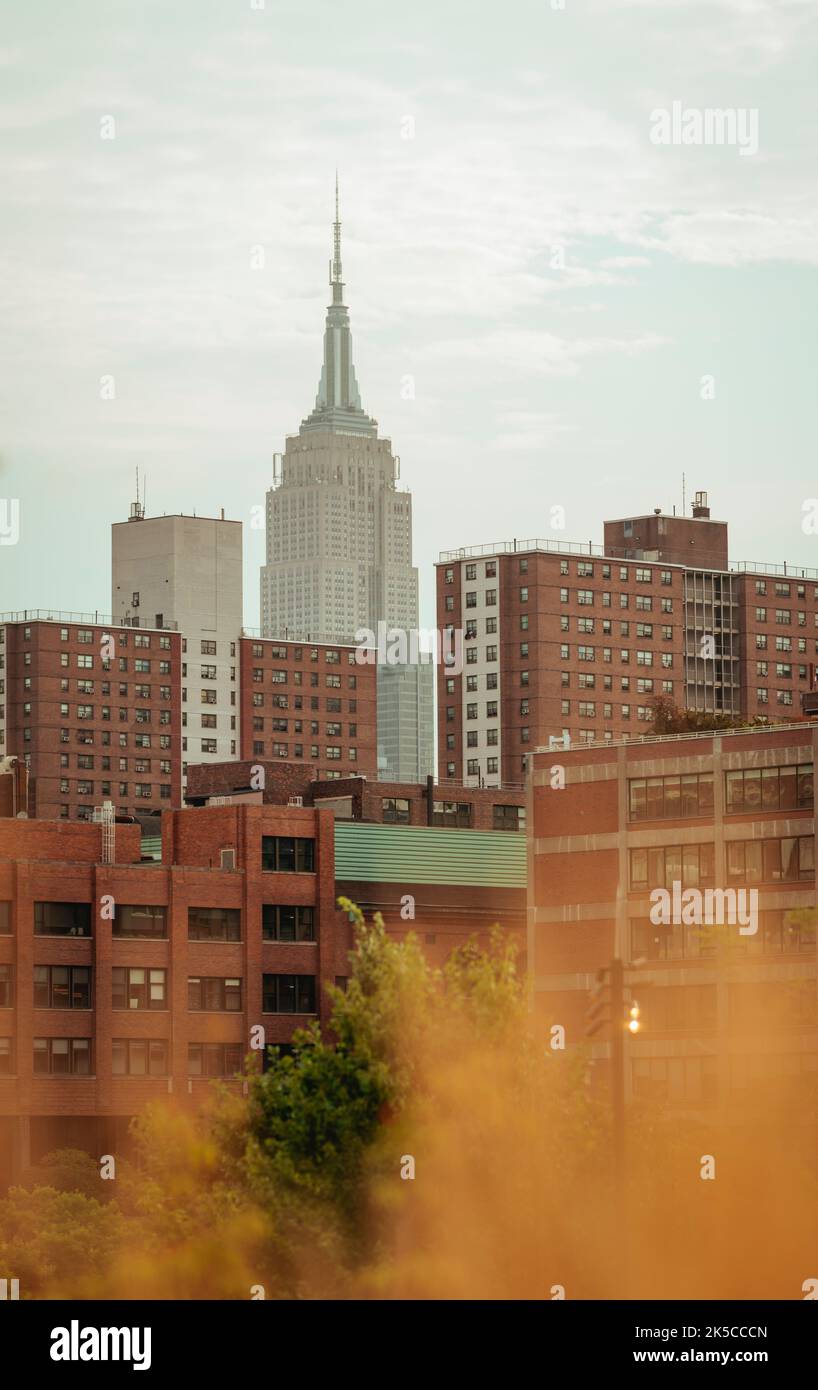 Love views the New York City skyline edifici stati uniti Foto Stock