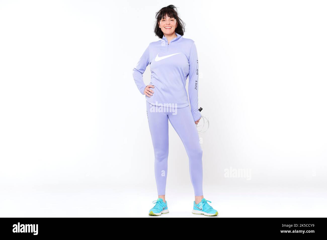 Donna che fa sport, ripresa in studio Foto Stock