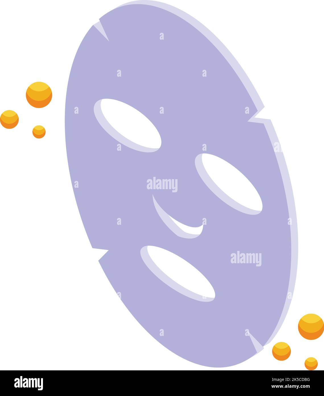 Vettore isometrico dell'icona della maschera del collagene. Viso della pelle. Struttura anatomica Illustrazione Vettoriale