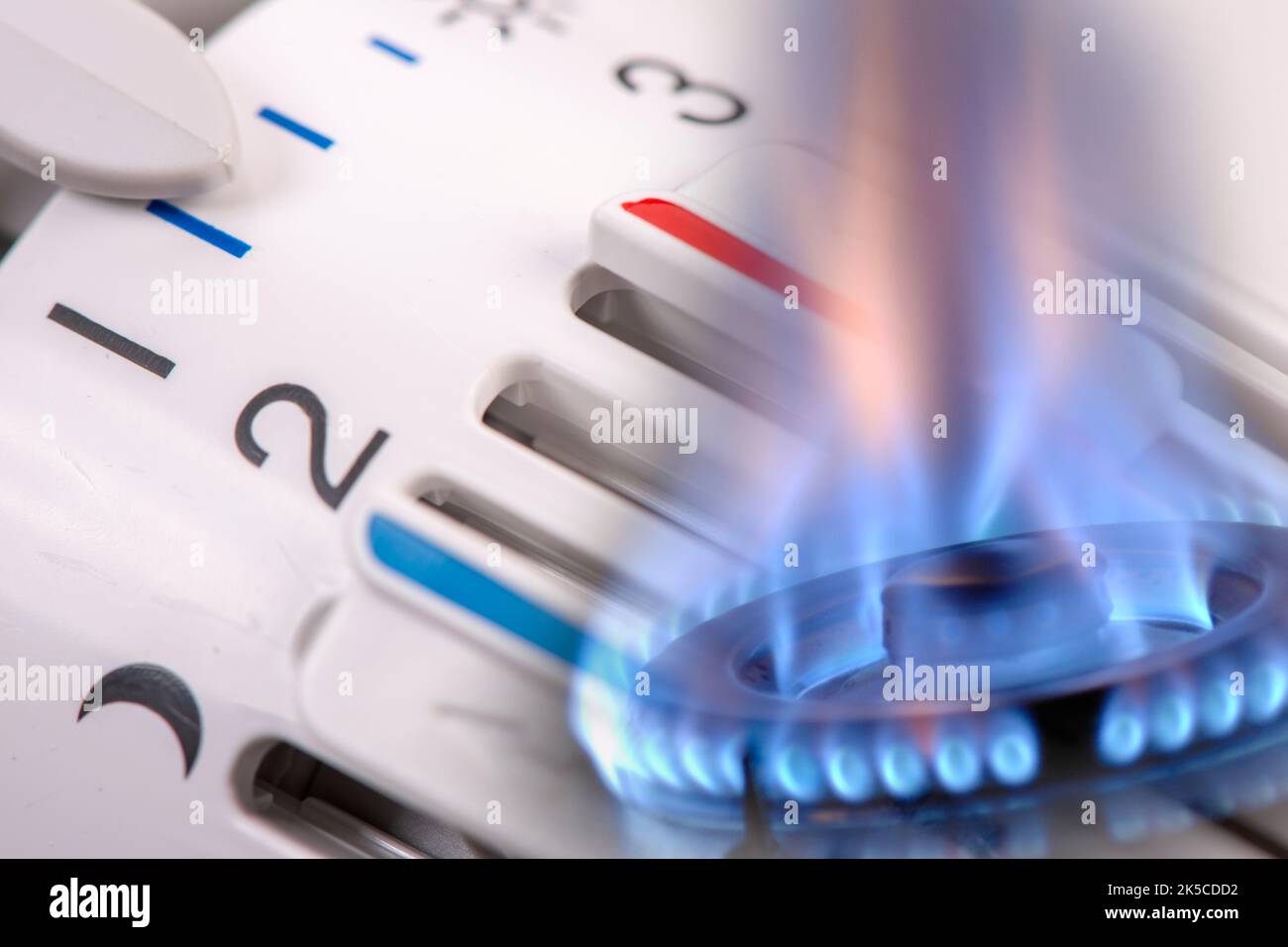 Riscaldamento a gas e gas con termostato Foto Stock