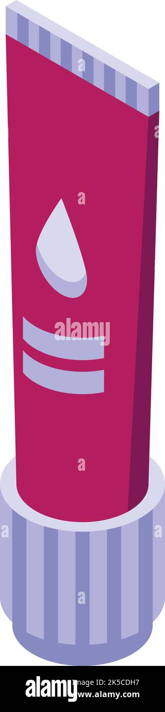 Vettore isometrico Icon tubo di crema di collagene. Molecola della pelle. Proteina cellulare Illustrazione Vettoriale