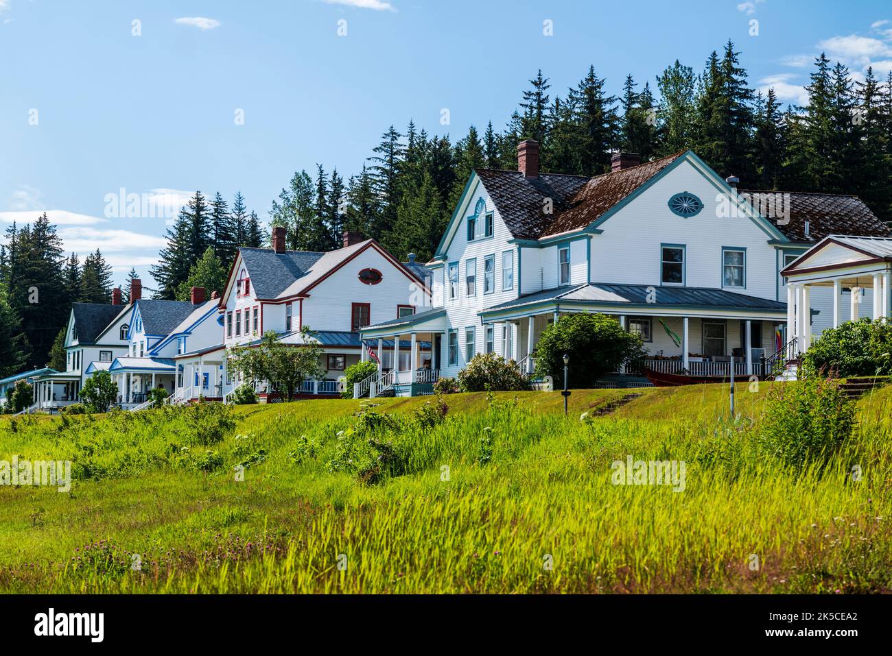Storico Fort William H. Seward; National Historic Landmark; Haines; Alaska; USA Foto Stock