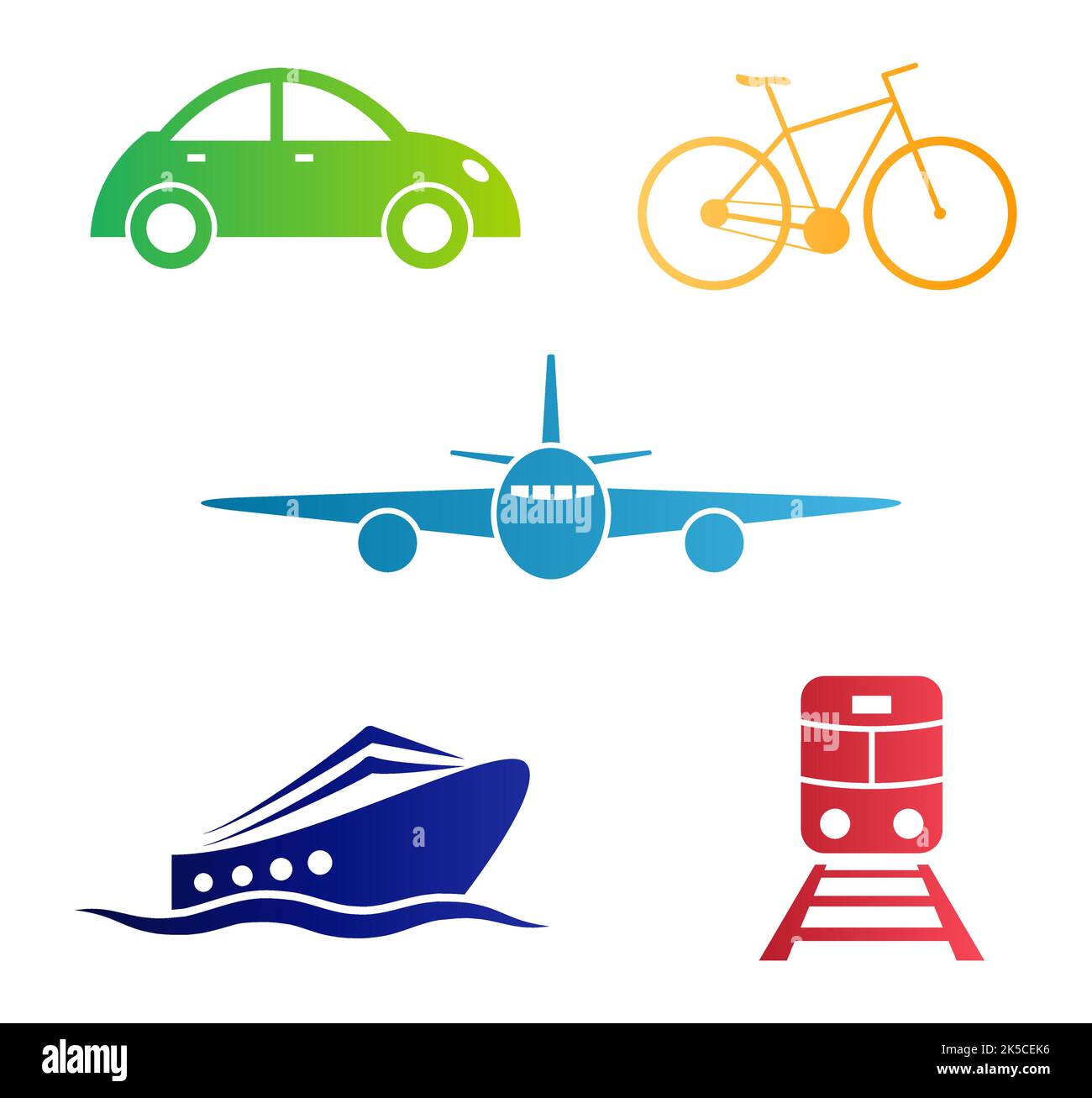 Icone di trasporto moderno in colore sfumato. Icone trasporto vettore Illustrazione Vettoriale