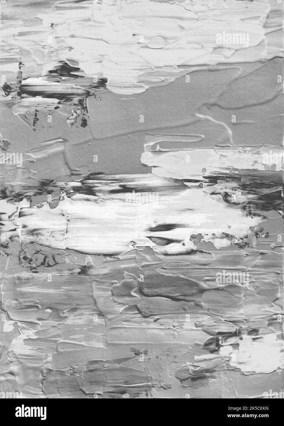 Grunge vecchio sfondo nero e bianco testurizzato. Sfondo monocromatico neutro. Calmo grigio dipinto a mano coltello art.. Foto Stock