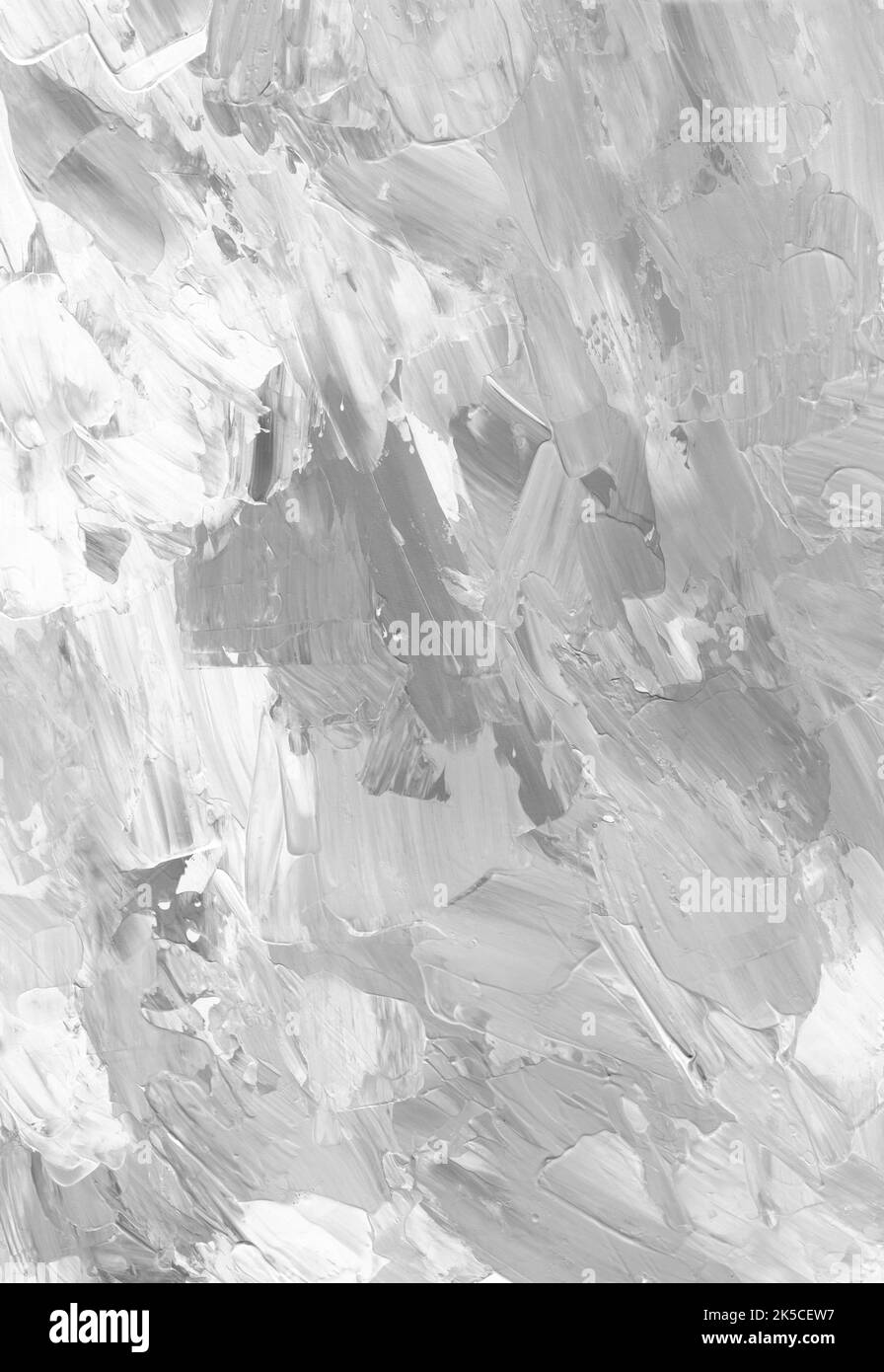 Bianco astratto sfondo dipinto. Grunge in bianco e nero. Opera d'arte minimalistica in bianco e nero. Coltello palette art. Foto Stock