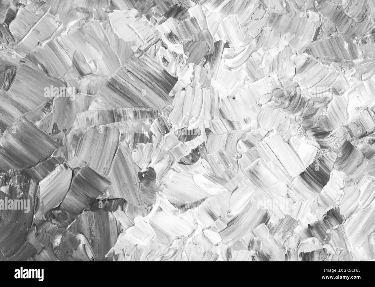 Bianco astratto sfondo dipinto. Grunge ruvida texture in bianco e nero. Opera d'arte minimalistica in bianco e nero. Coltello palette art. Foto Stock