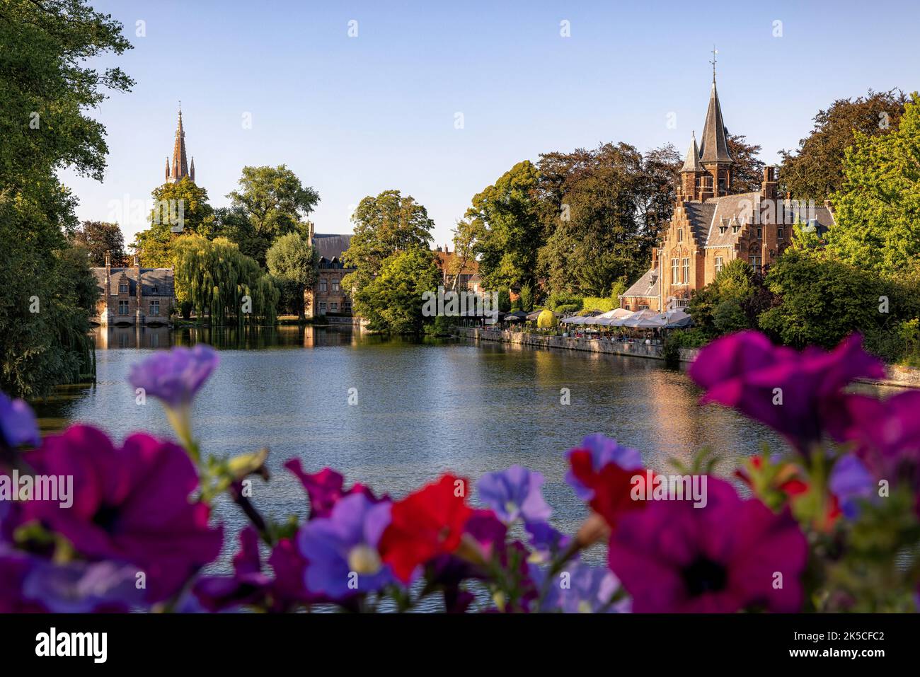 Minnewwater. Bruges, Fiandre, Belgio. Foto Stock