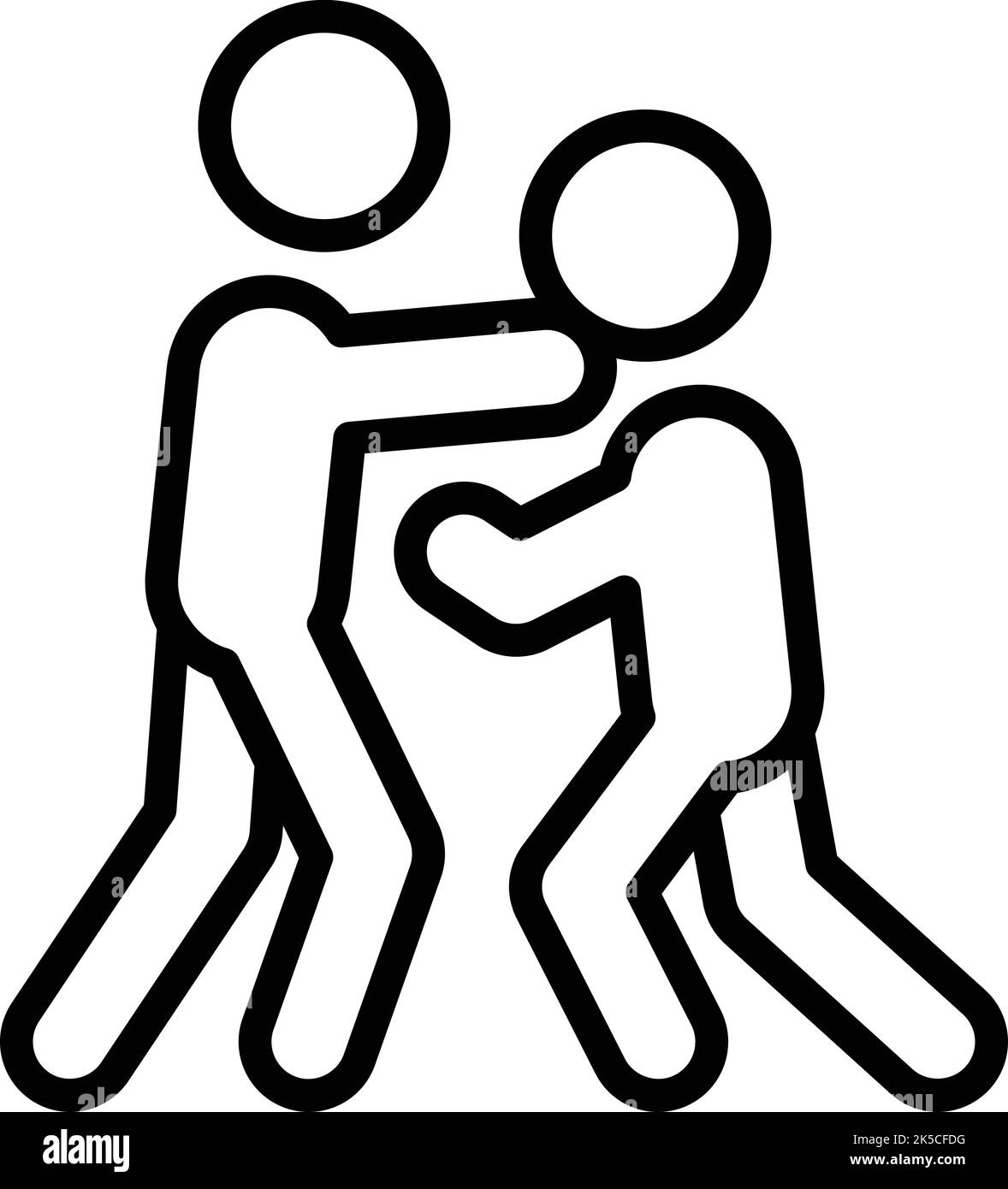 Vettore di contorno icona abuso persona. Difesa delle persone. Autodifesa marziale Illustrazione Vettoriale