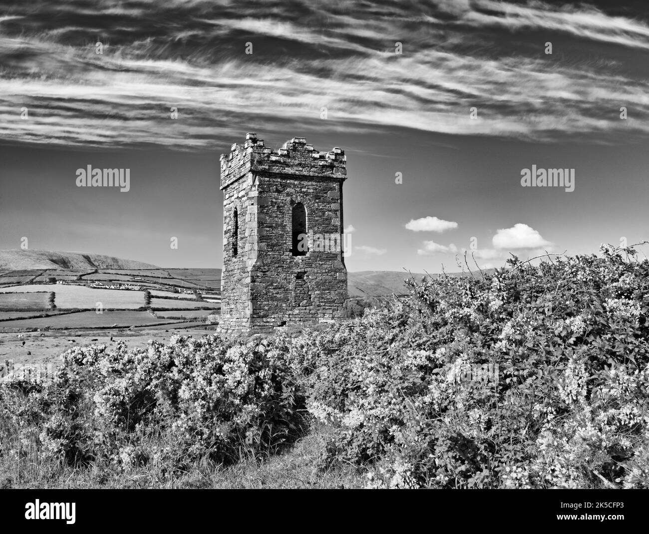 Europa, Europa occidentale, Irlanda, Repubblica d'Irlanda, Contea di Kerry, Penisola di Dingle, Torre a Reenbeg Point, atmosfera nuvolosa Foto Stock Europa, Europa occidentale, Irlanda, Repubblica d'Irlanda, Contea di Kerry, Penisola di Dingle, Torre a Reenbeg Point, atmosfera nuvolosa Foto Stock