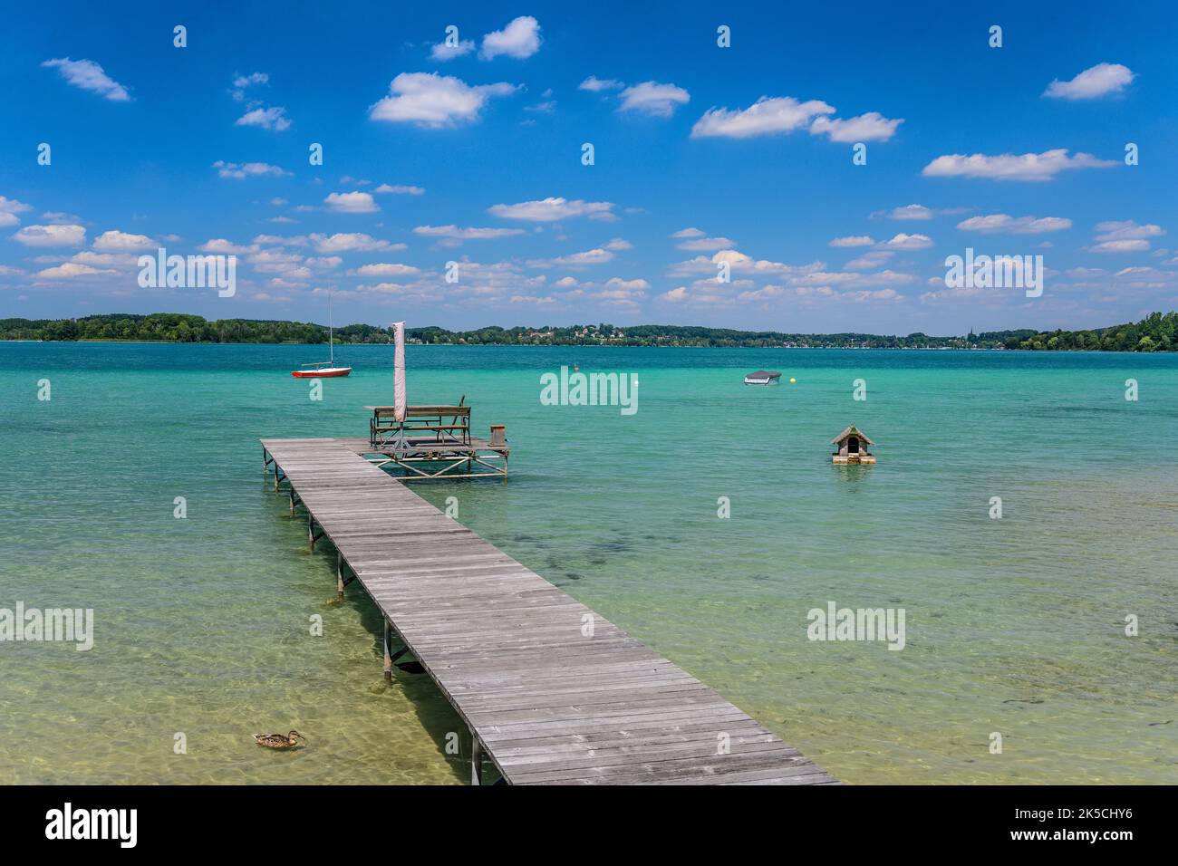 Germania, Baviera, contea di Starnberg, Wörthsee, sponda sud-orientale di Paradisewinkel Foto Stock