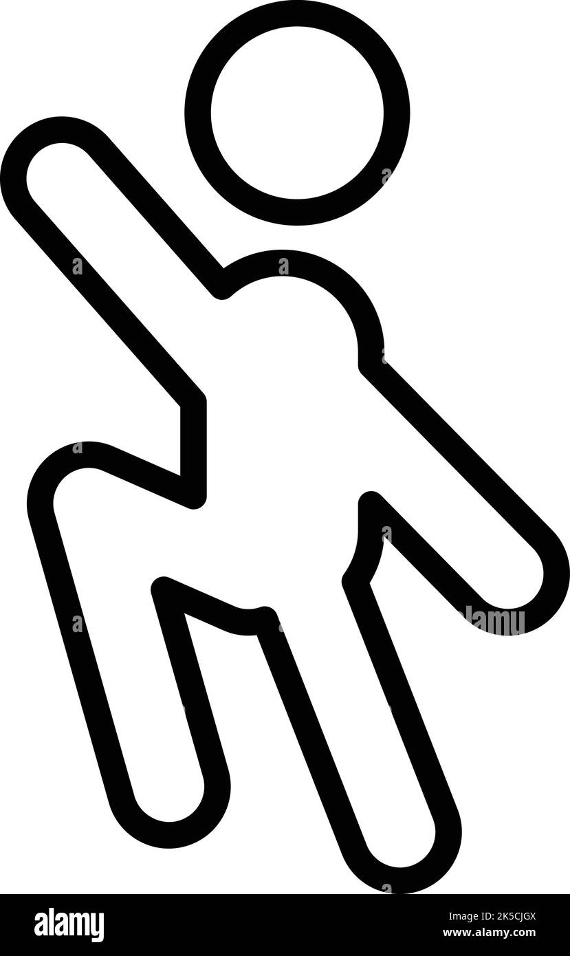 Icona di allenamento Karate vettore di contorno. Attacco di lotta. La gente si autodifesa Illustrazione Vettoriale