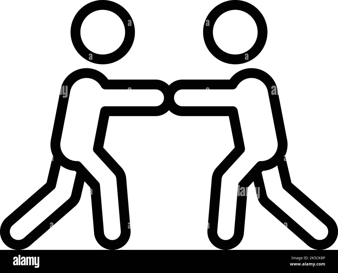 Icona di difesa lotta vettore contorno. Attacco di persone. Autoscalci Illustrazione Vettoriale