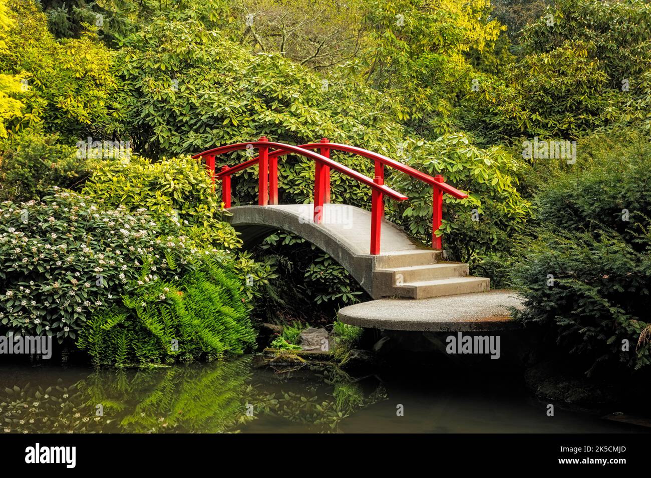 WA22141-00...WASHINGTON - Moon Bridge presso i Giardini Kubota a tema Giapponese; un Parco cittadino di Seattle. Foto Stock