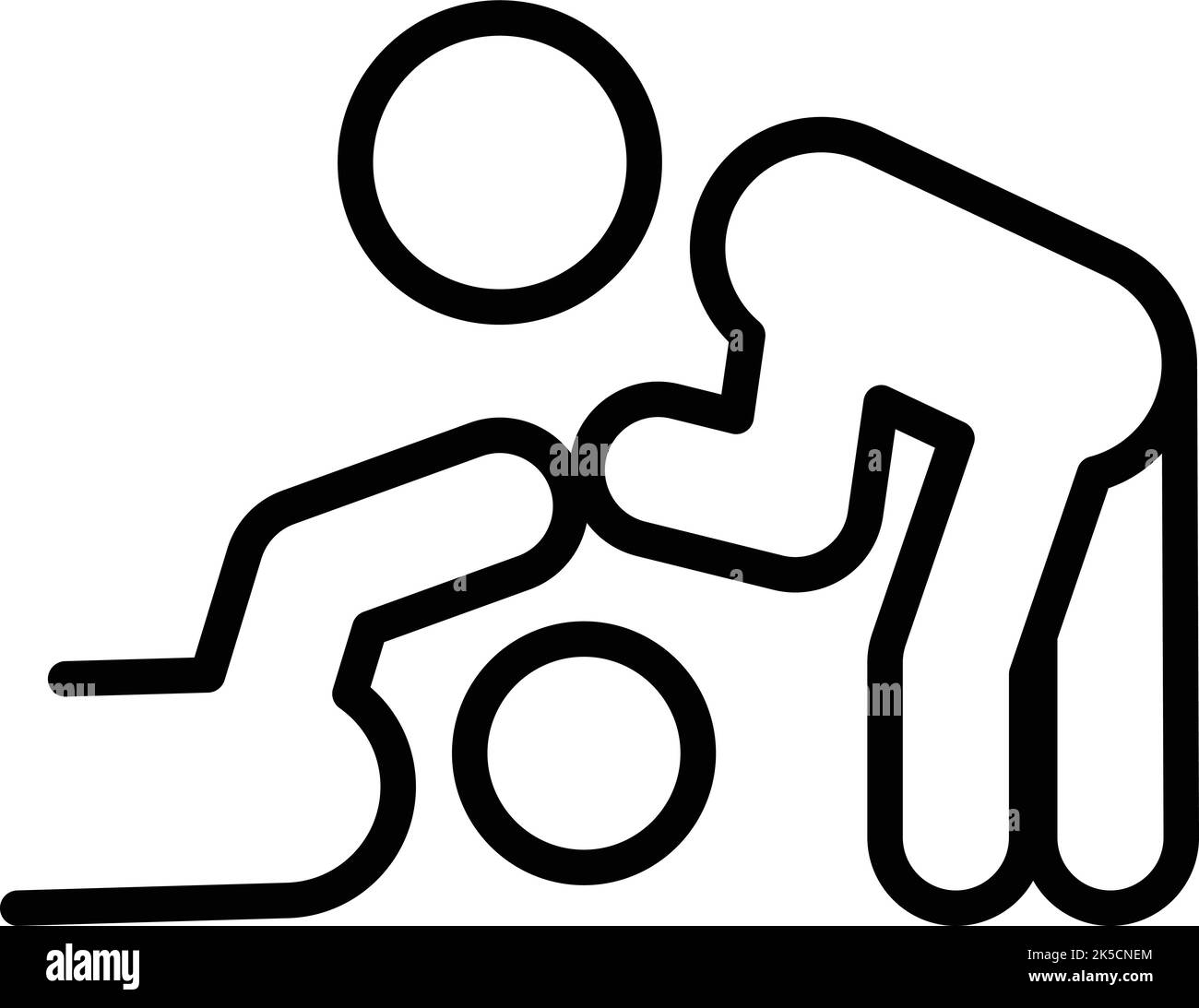 Vettore contorno icona abuso adulto. Difesa persone. Uomo di sé marziale Illustrazione Vettoriale