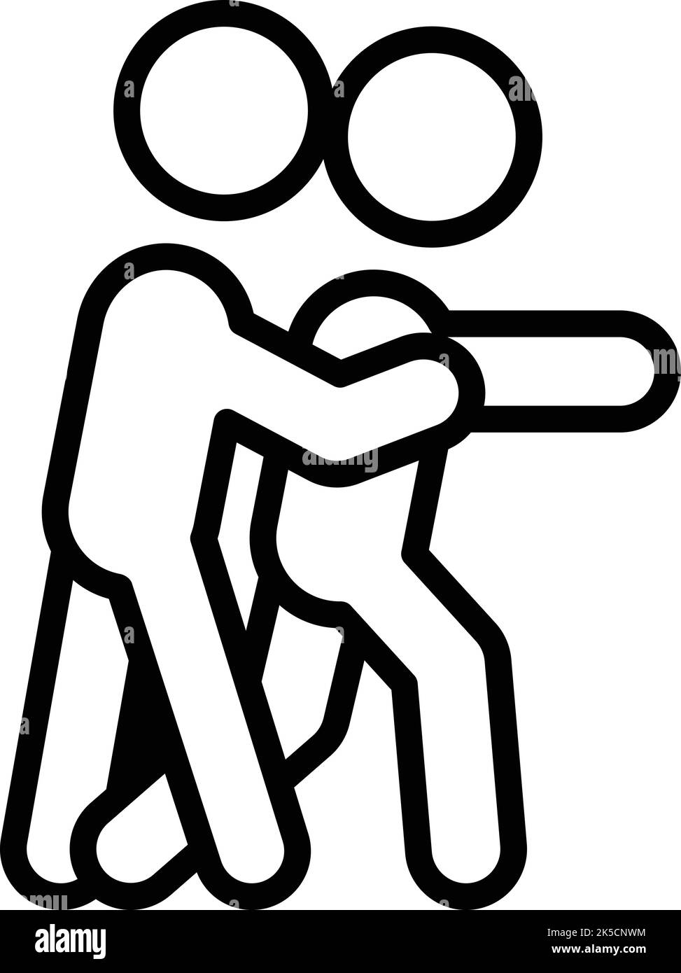 Vettore di contorno icona di autodifesa. Attacco di persone. Donna difendere Illustrazione Vettoriale