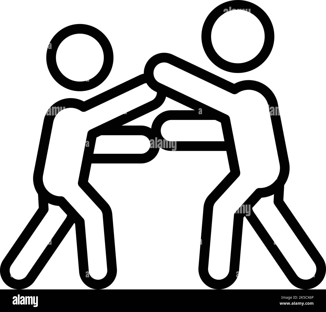 Icona Street Fight vettoriale contorno. Attacco di difesa. Judo di auto Illustrazione Vettoriale