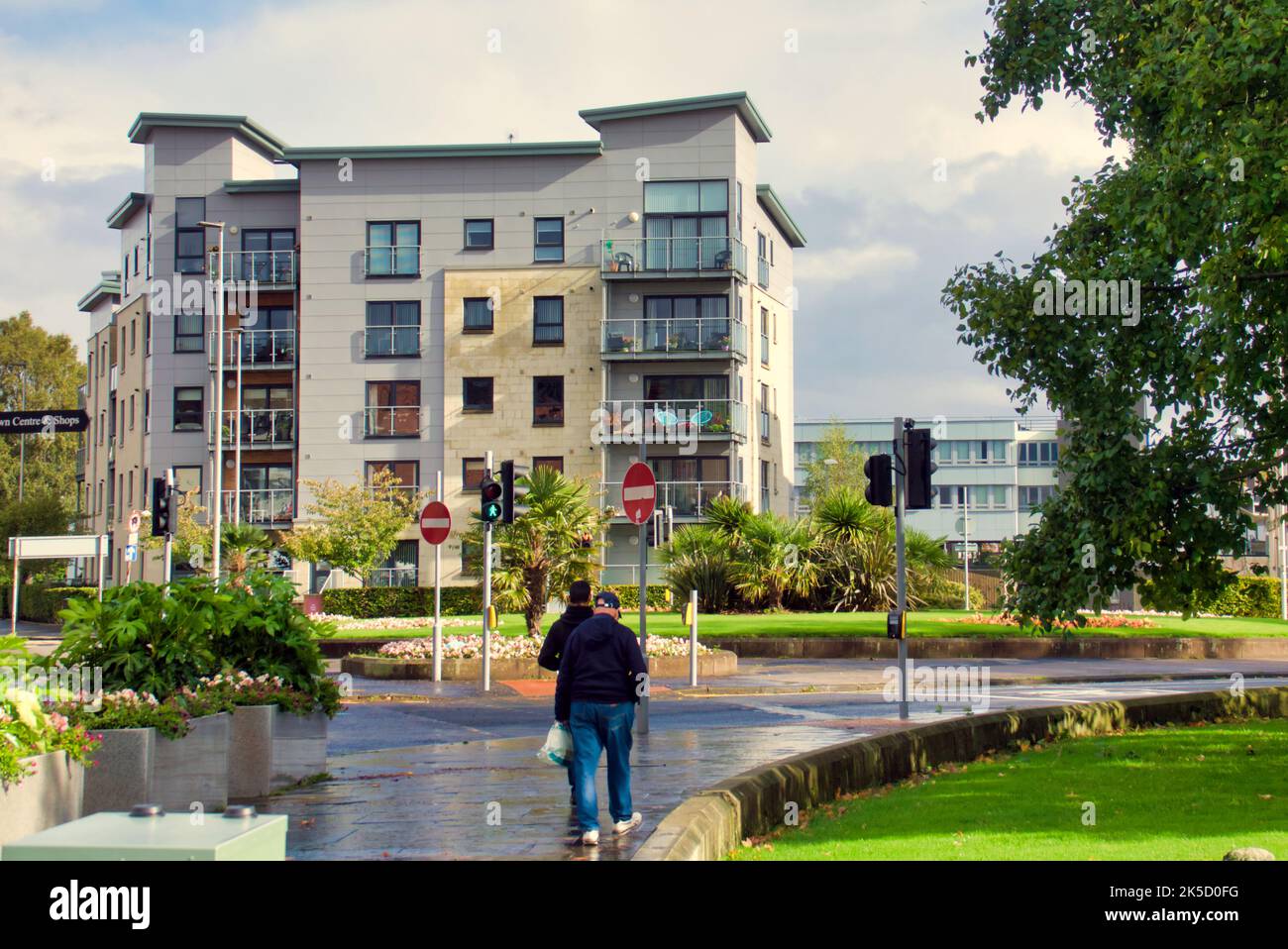 Cotton Street rotonda e moderni appartamenti di nuova costruzione Paisley, Scozia, Regno Unito Foto Stock