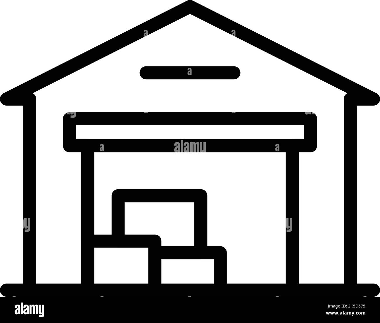 Vettore di contorno icona magazzino città. Porta rimorchio. Nave di esportazione Illustrazione Vettoriale