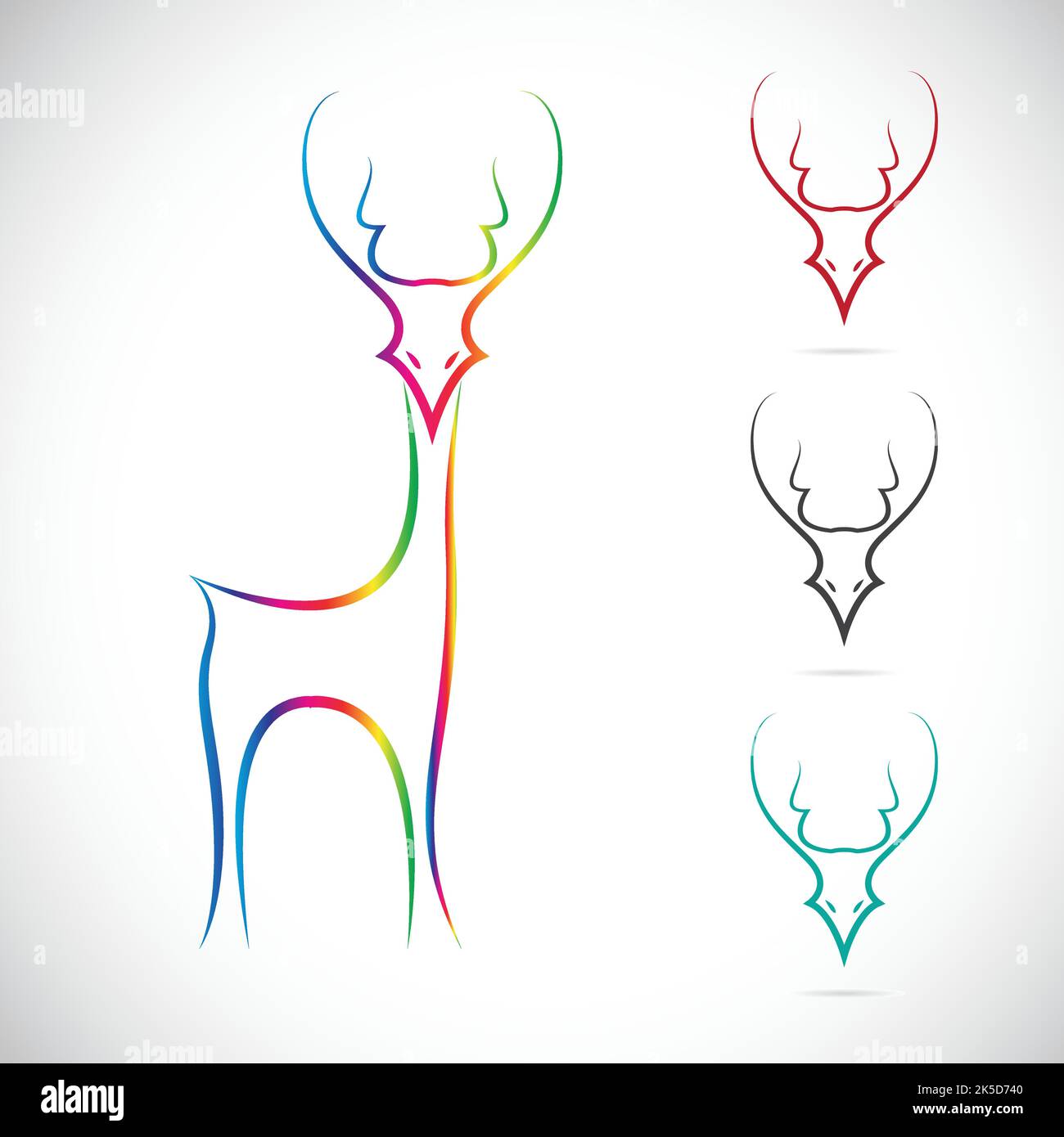 Immagine vettoriale del cervo su sfondo bianco. Illustrazione vettoriale a strati facilmente modificabile. Animali selvatici. Illustrazione Vettoriale