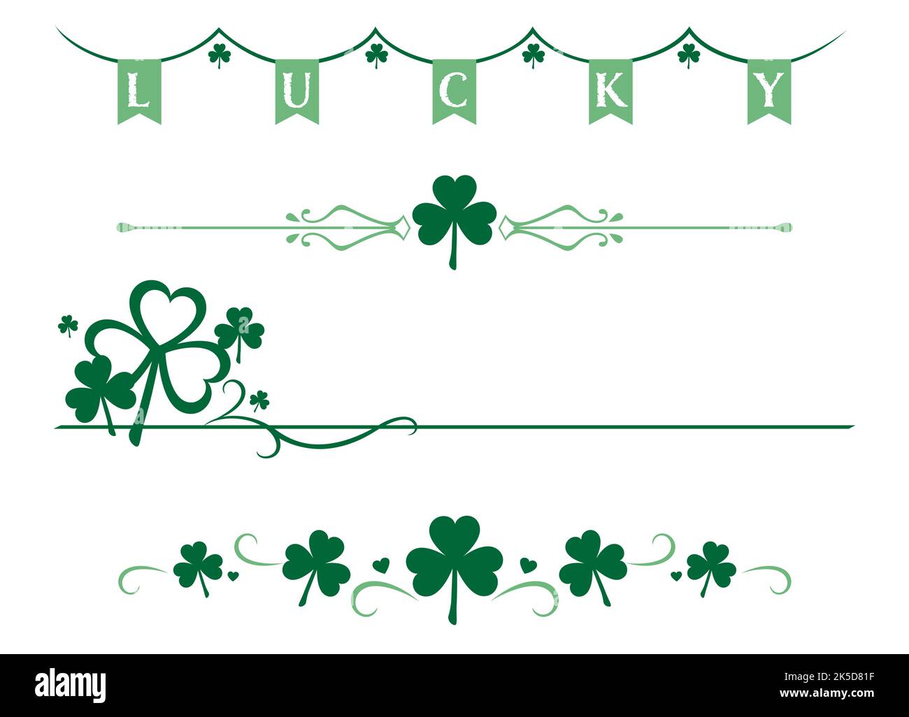 Una serie di divisori Shamrock del giorno di San Patrizio Illustrazione Vettoriale