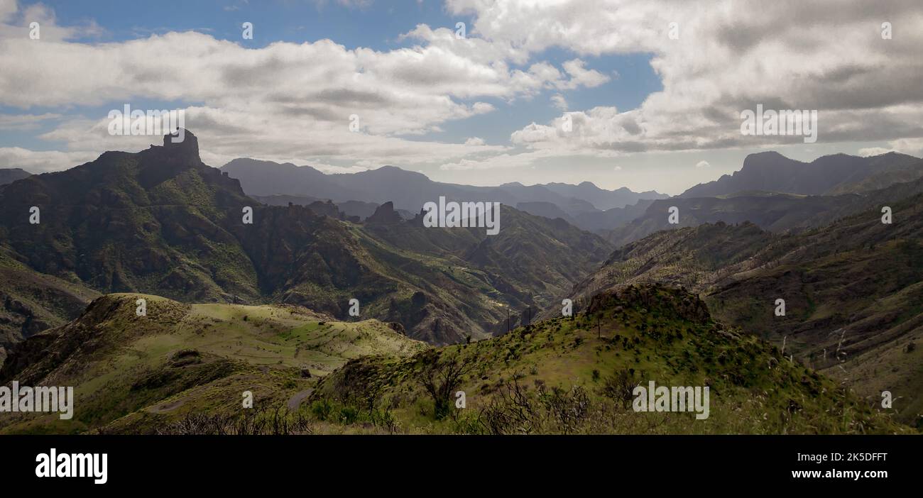 Vista panoramica di Roque Nublo a Gran Canaria, Isole Canarie, Spagna Foto Stock