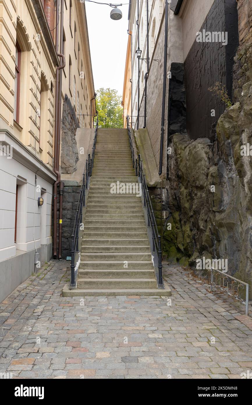 scale tra gli edifici di Stoccolma Foto Stock