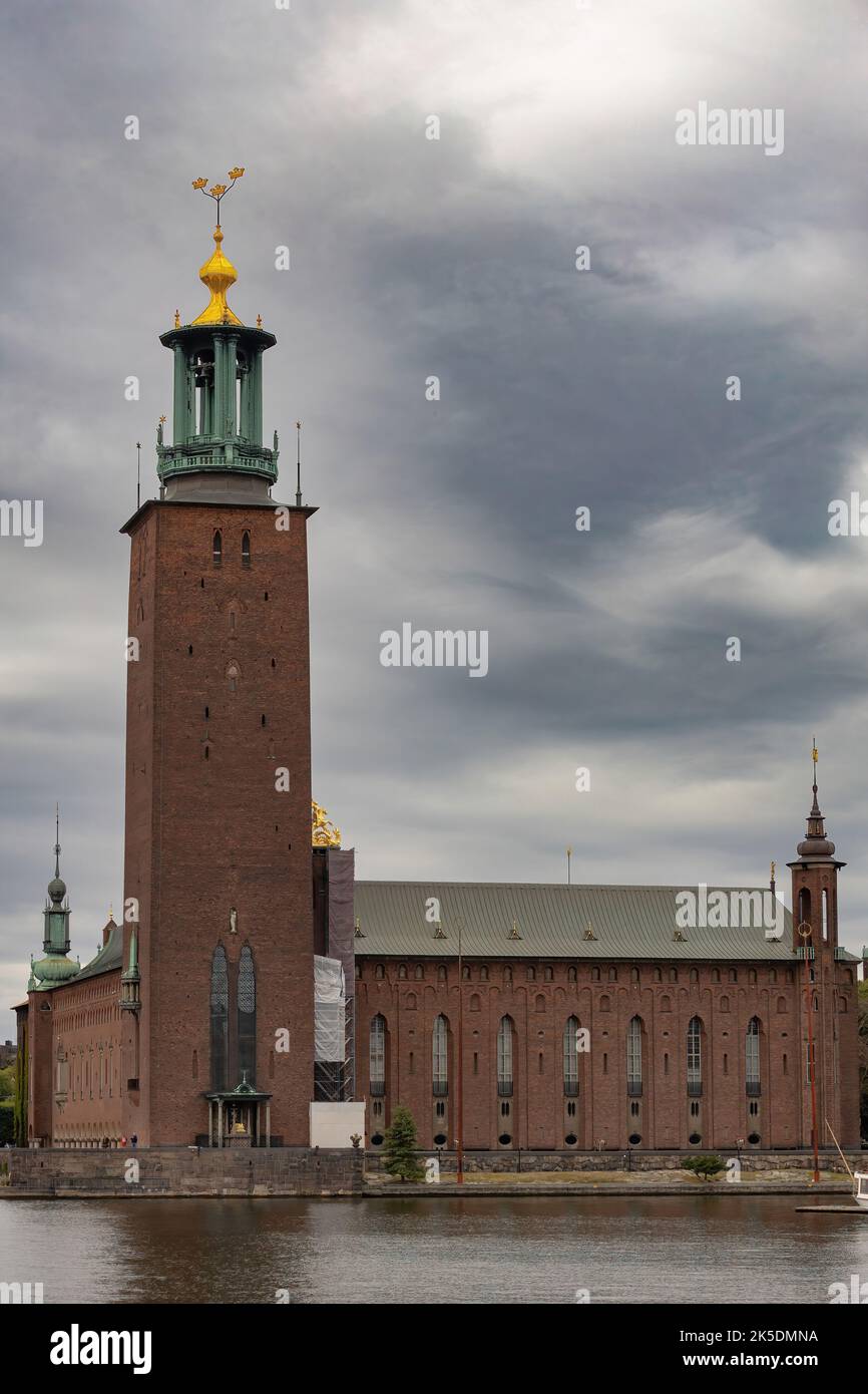 vista panoramica dello stadshus di stockholms Foto Stock