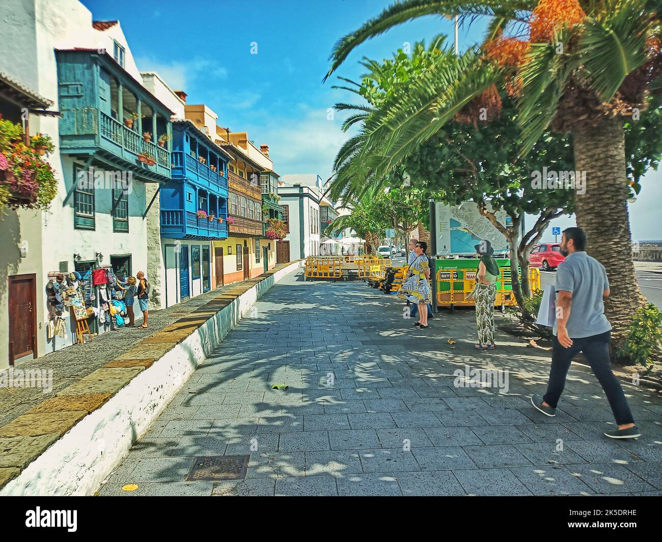 Colouful vecchie case case a santa cruz de la palma spagna,las palma,la palma,la Palma,la Palma centro storico,forte a las palma,las palmas de gran Caneria Foto Stock