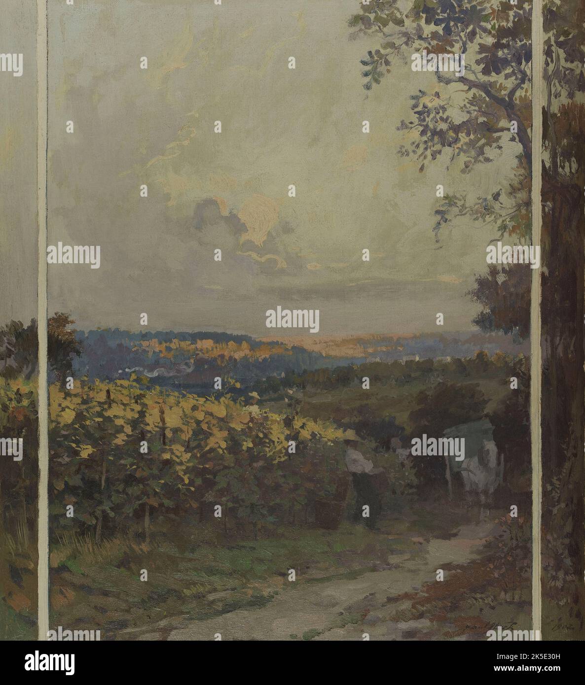 Esquisse pour la mairie de Bagneux : paysage d'automne, 1902. Foto Stock