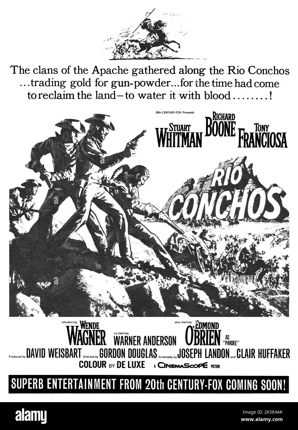 1965 pubblicità britannica per il film occidentale Rio Conchos, con Stuart Whitman, Richard Boone e Tony Franciosa. Foto Stock