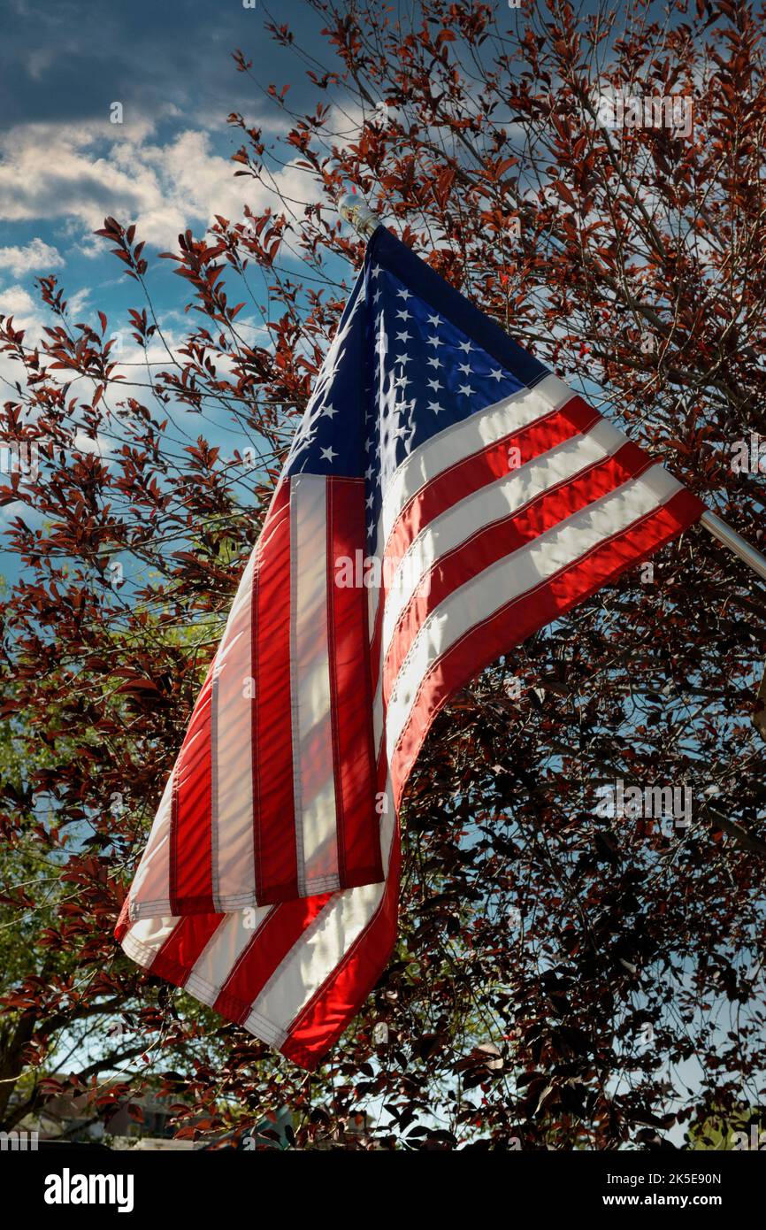 Bandiera americana, vecchia Gloria, simbolo di libertà, speranza e democrazia. Foto Stock