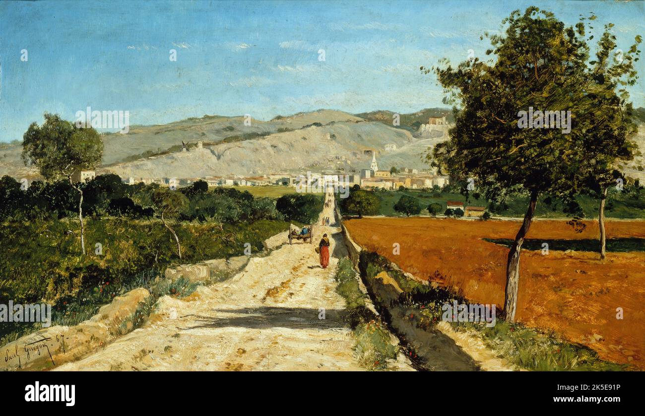 Paysage de Provence. Rue de Saint-Saturnin-les-Apt., 1867. Paesaggio in Provenza, vista di Saint-Saturnin-l&#xe8;s-Apt. Foto Stock
