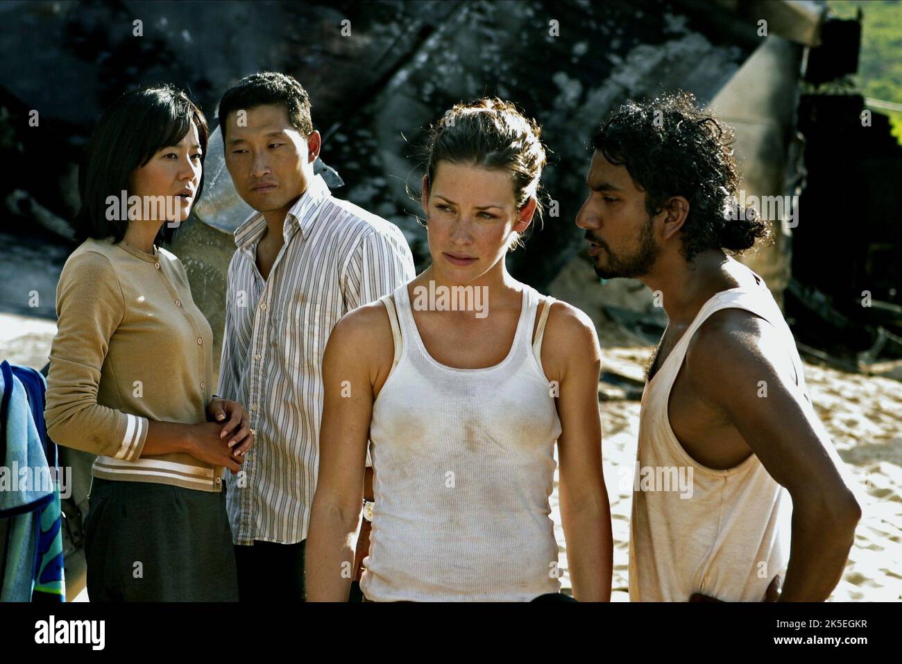 YOON-JIN KIM, DANIEL DAE KIM, Evangeline Lilly, Naveen Andrews, perso : stagione 1, 2004 Foto Stock