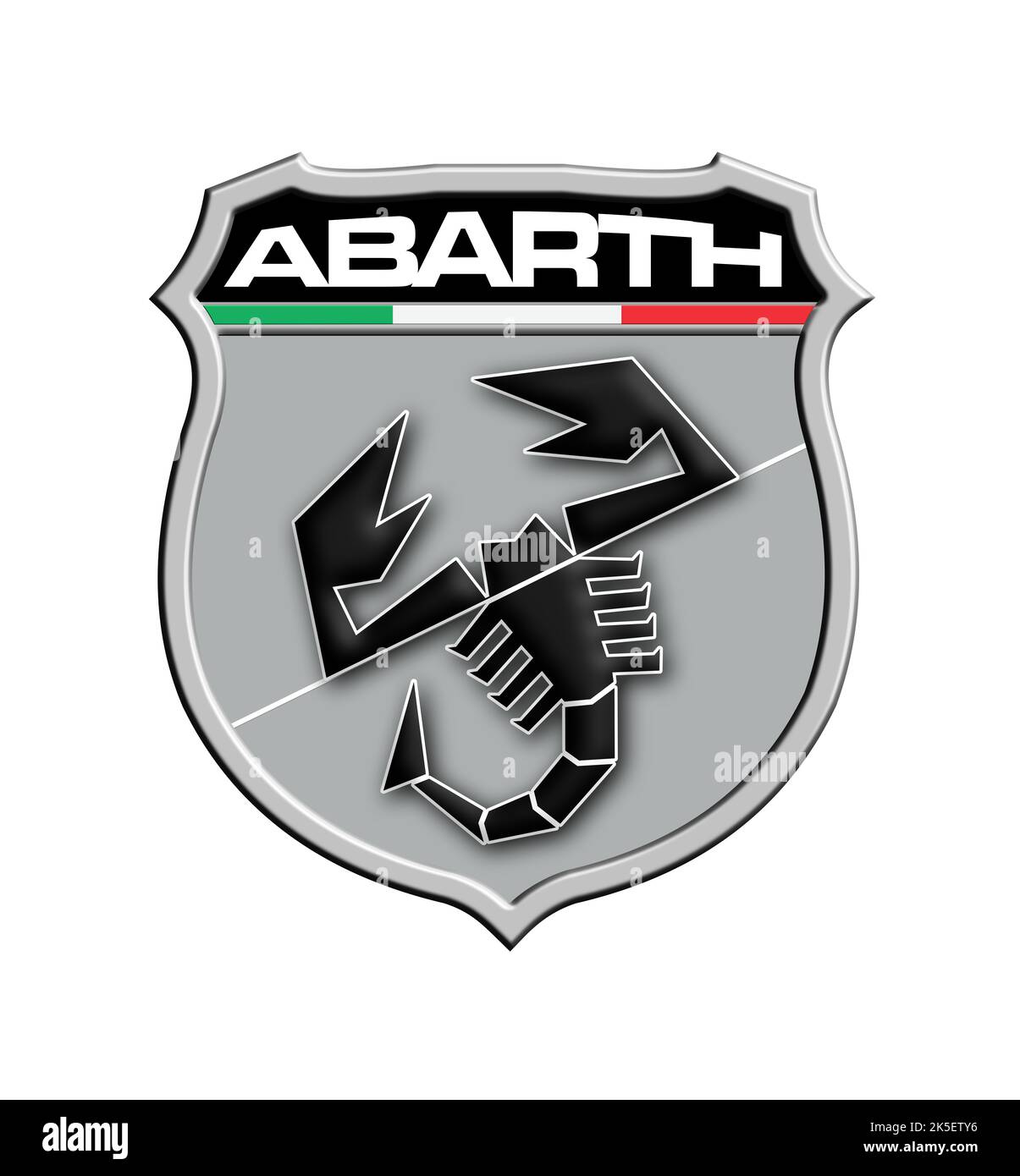 Abarth logo rivisitato fondo Grigio Campovolo Foto Stock