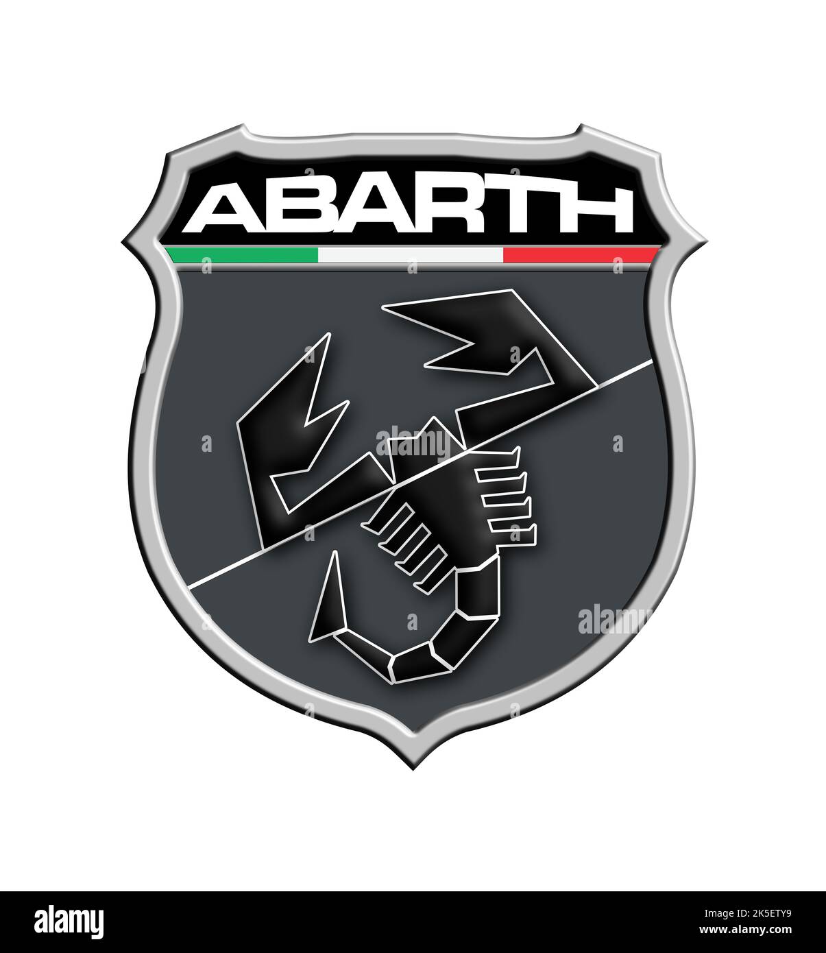 Logo Abarth rivisitato fondo Grigio pista Foto Stock
