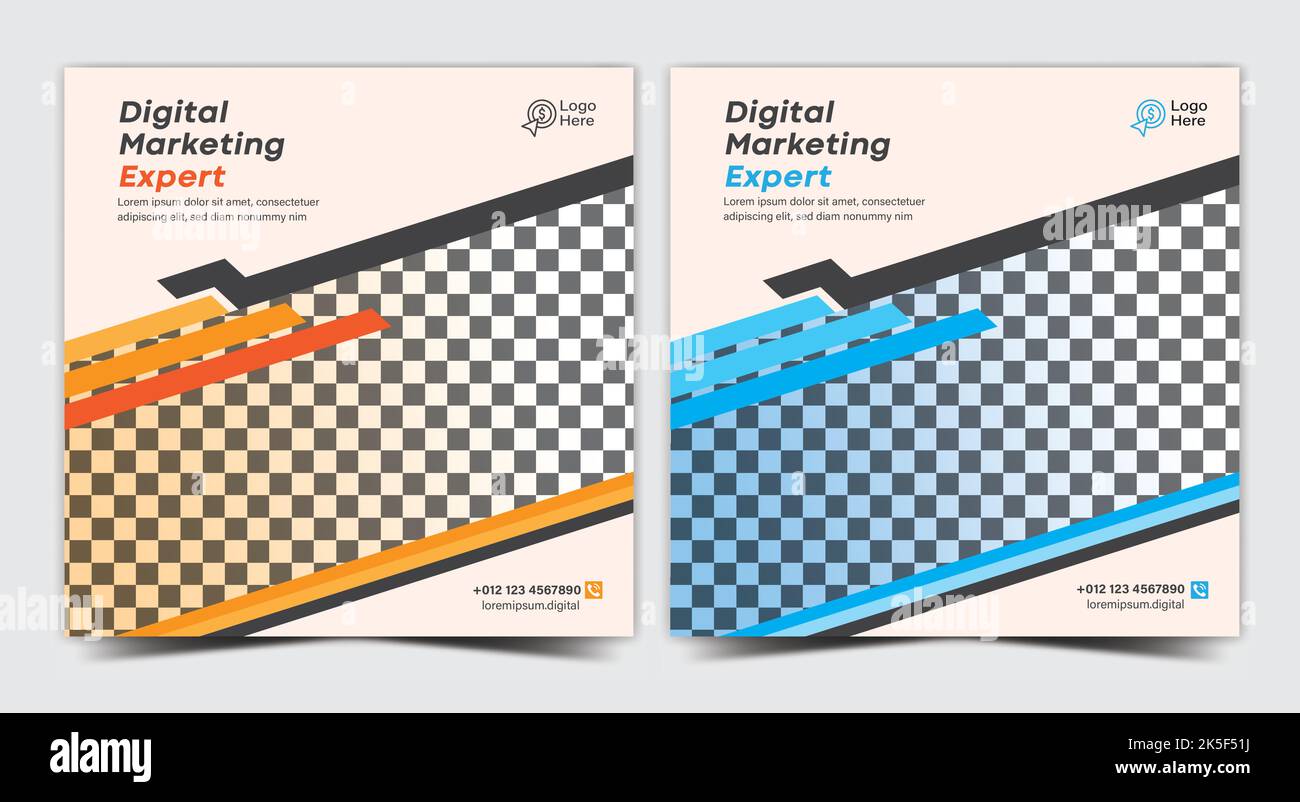 Banner di marketing aziendale digitale per modello di post sui social media, promozione banner, pubblicità aziendale per il marketing sui social media Illustrazione Vettoriale