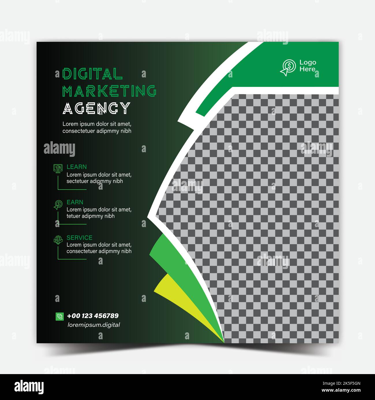 Banner di marketing aziendale digitale per modello di post sui social media, promozione banner, pubblicità aziendale per il marketing sui social media Illustrazione Vettoriale