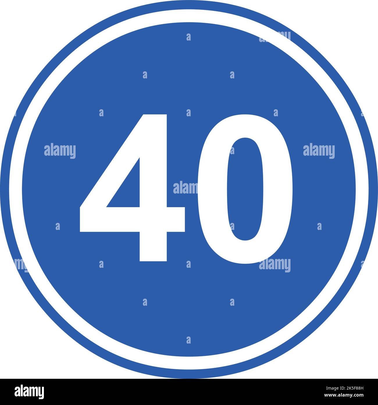 Illustrazione vettoriale della segnaletica stradale a velocità minima, 40 km (quaranta chilometri all'ora) Illustrazione Vettoriale