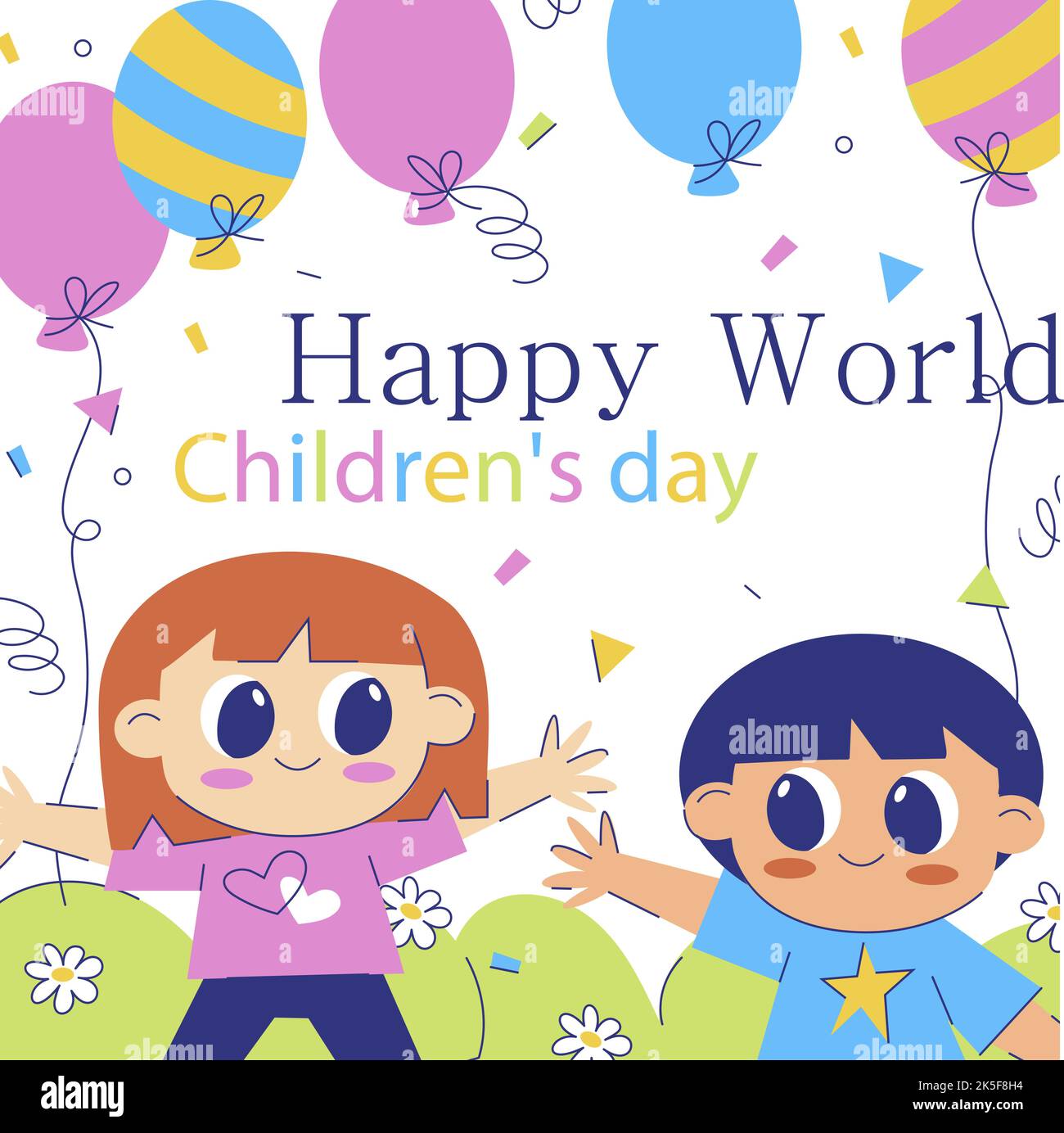 Piatto mondo bambini giorno Vector illustrazione. Illustrazione Vettoriale