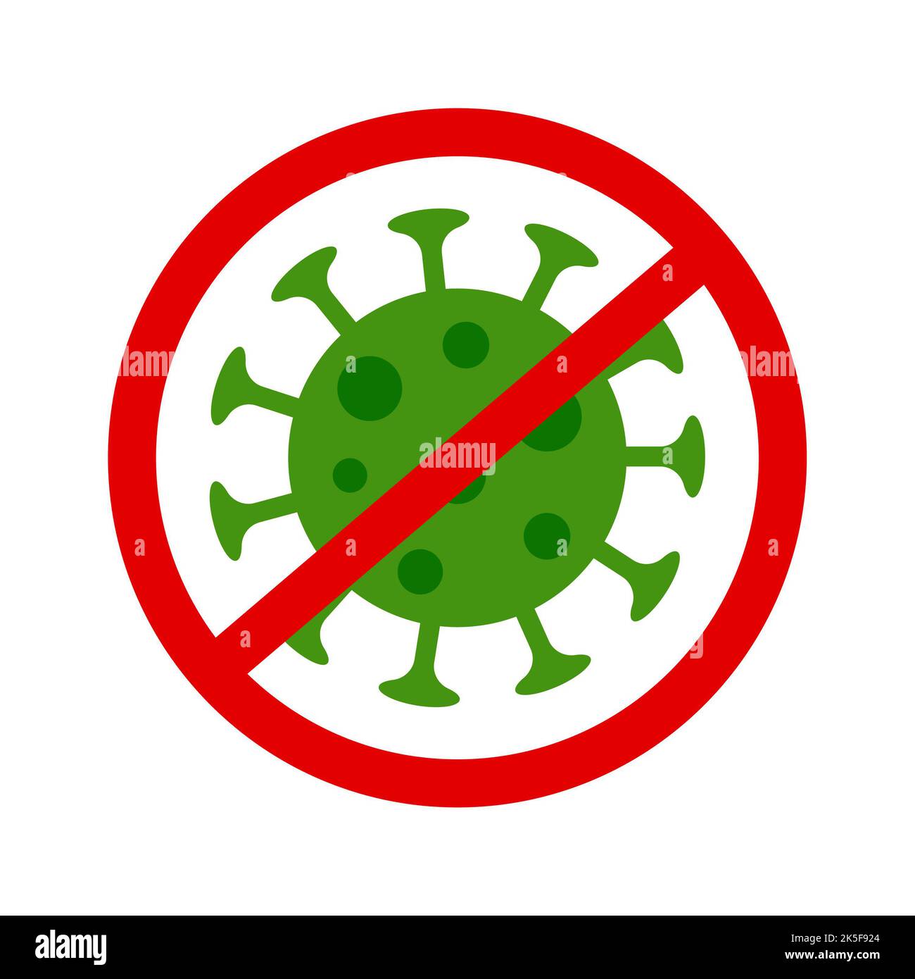 Icona senza coronavirus di alta qualità su sfondo bianco. Pandemia, covid-19, illustrazione. Utile per la progettazione di siti Web, banner, supporti di stampa, app mobili e. Foto Stock