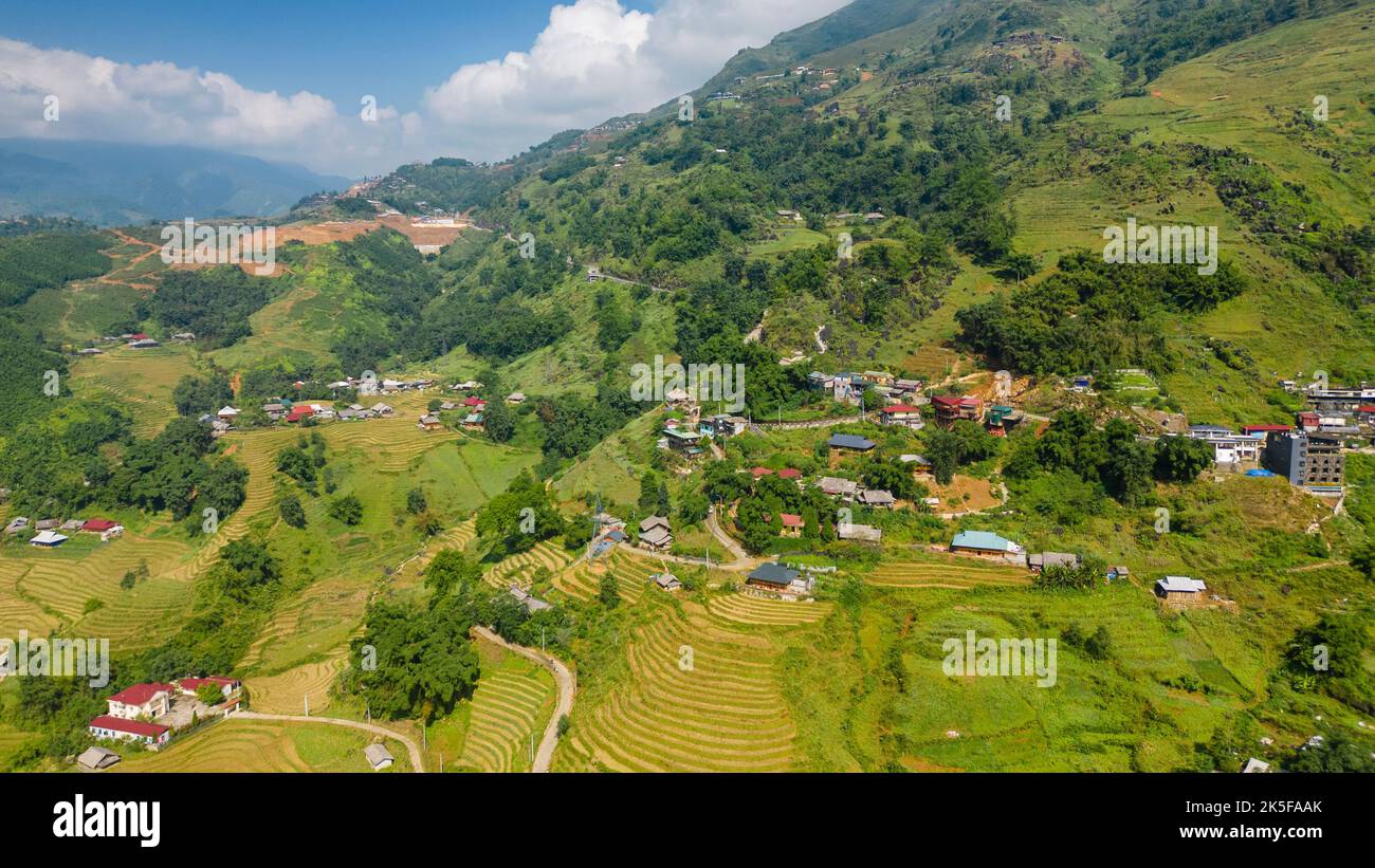Paesaggio alla periferia della città di Sapa, provincia di Lao Cai, Vietnam Foto Stock