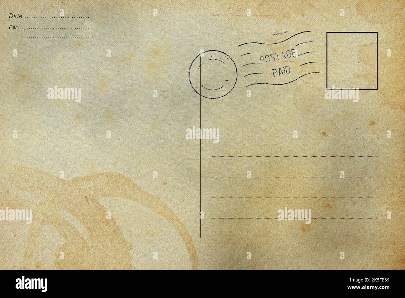 Retro della posta aerea cartolina vuota. Foto Stock