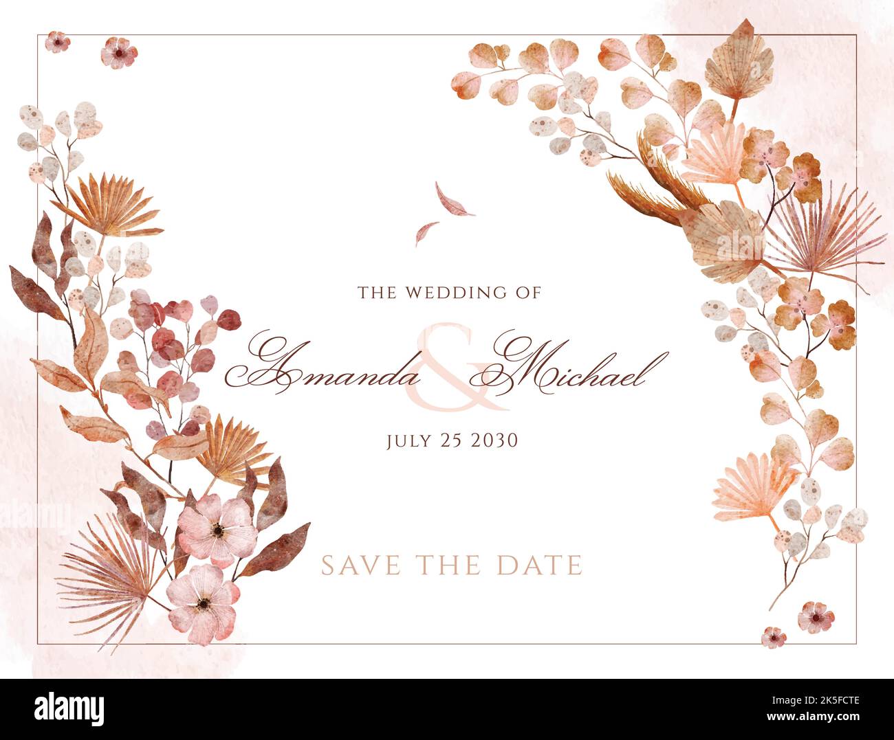 watercolor boho foto matrimonio disegno vettoriale illustrazione Illustrazione Vettoriale